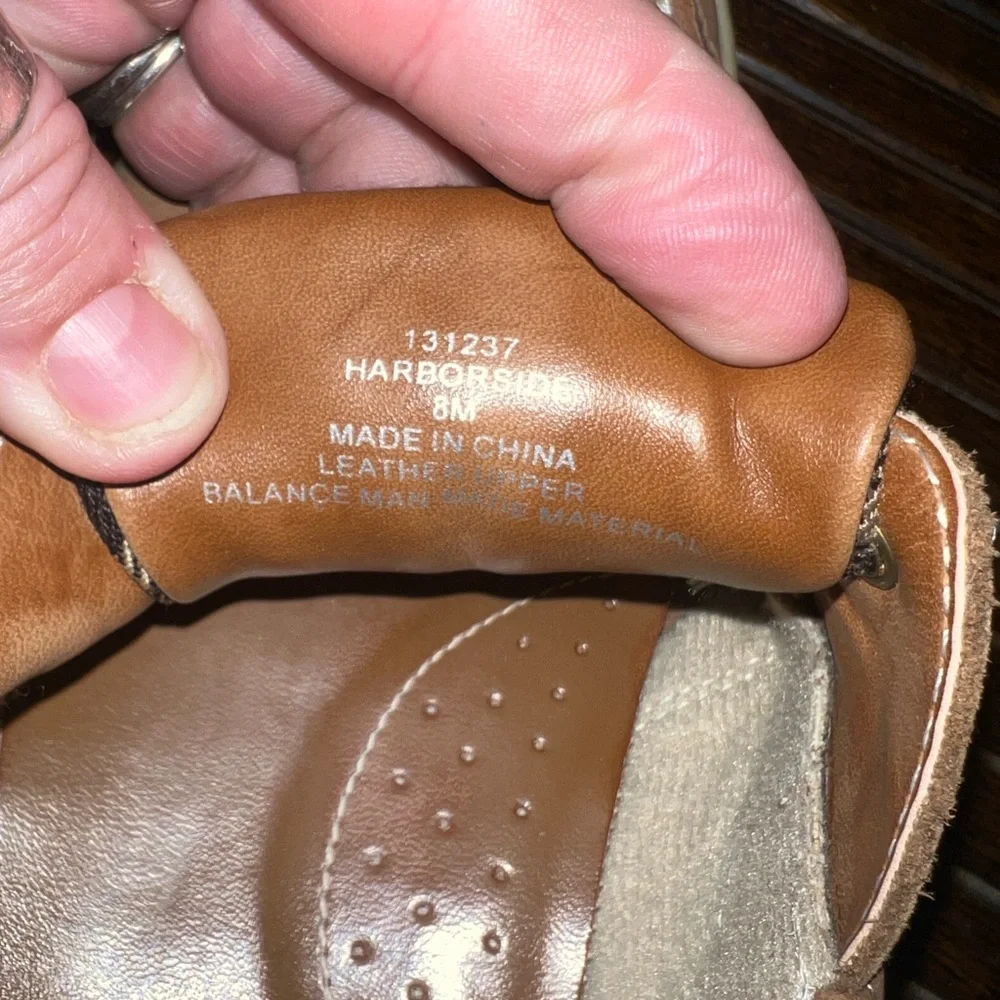 Highland Creek Men's Tan Boat‎ Shoes black plaid accents leather size 8